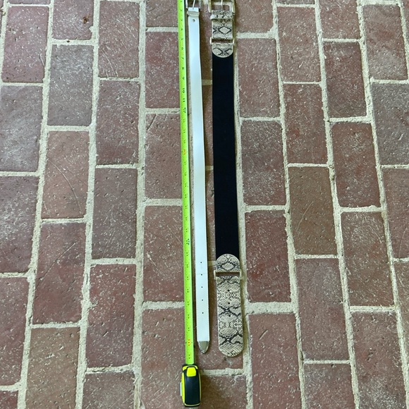 Bundle of 2 Belts/Macy’s Black Faux Snakeskin/ Target White Western - Picture 7 of 13